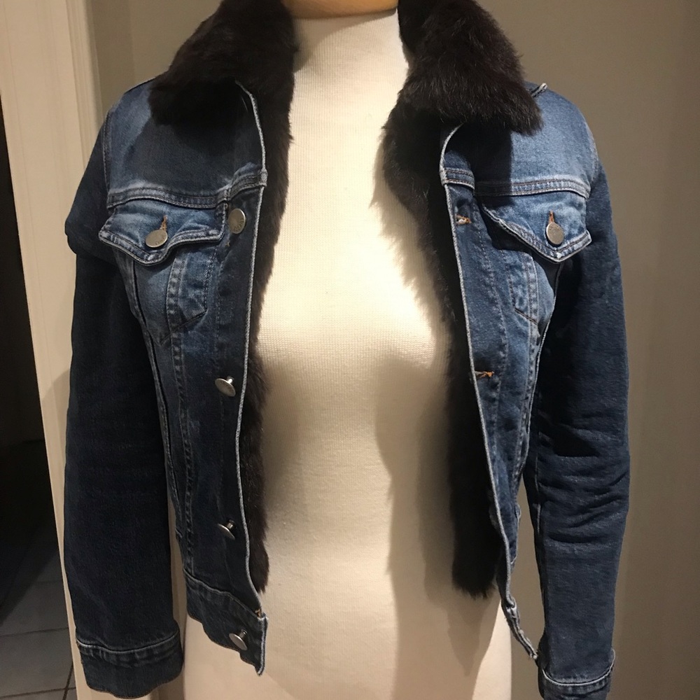 Theory fur-lined jean jacket